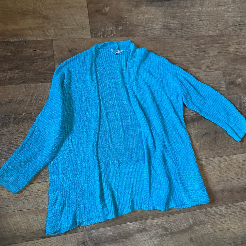 Women's Chico's Blue Open Knit Cardigan Small
